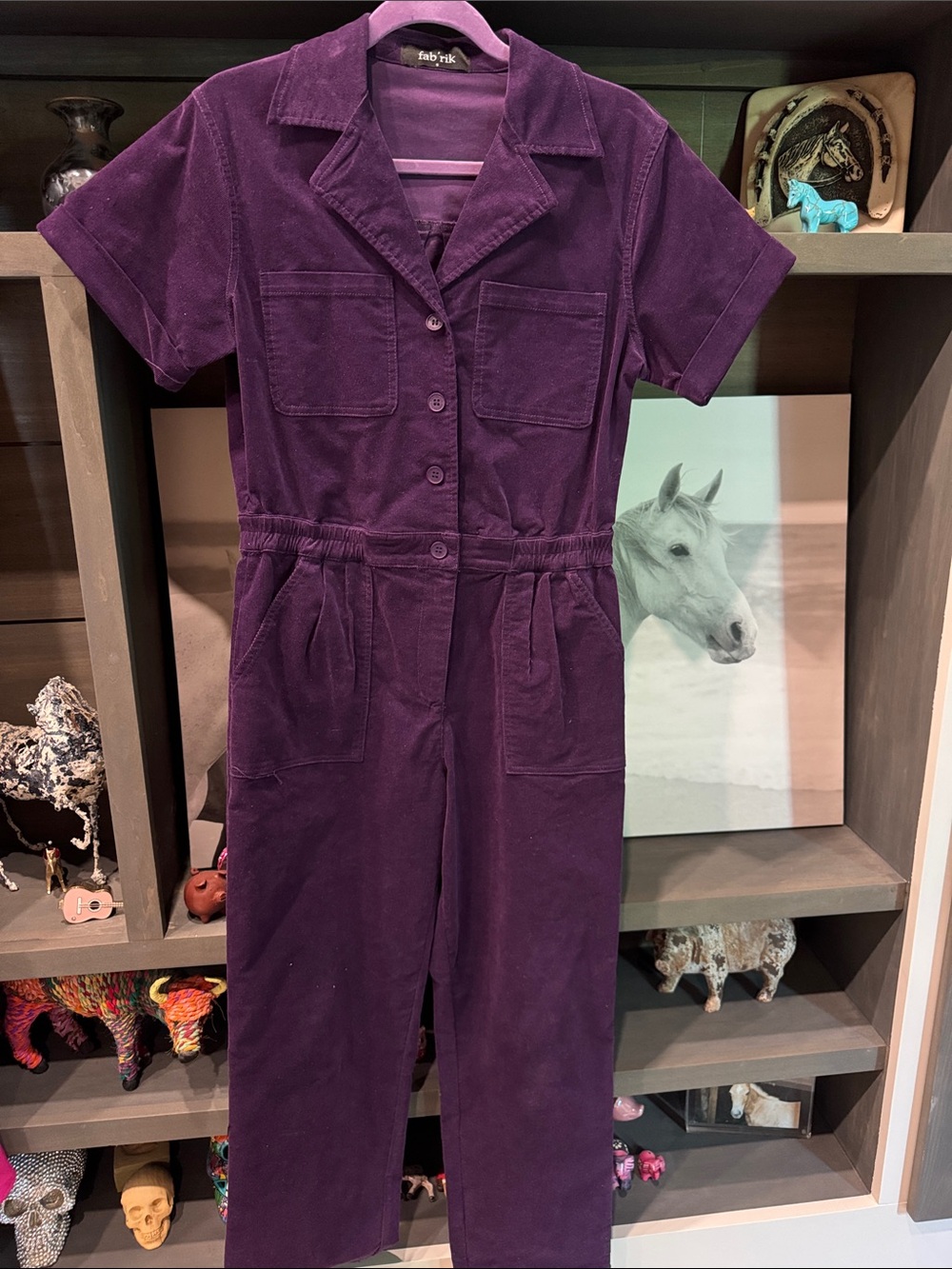 Women’s fab'rik Purple Short-Sleeve Corduroy Jumpsuit